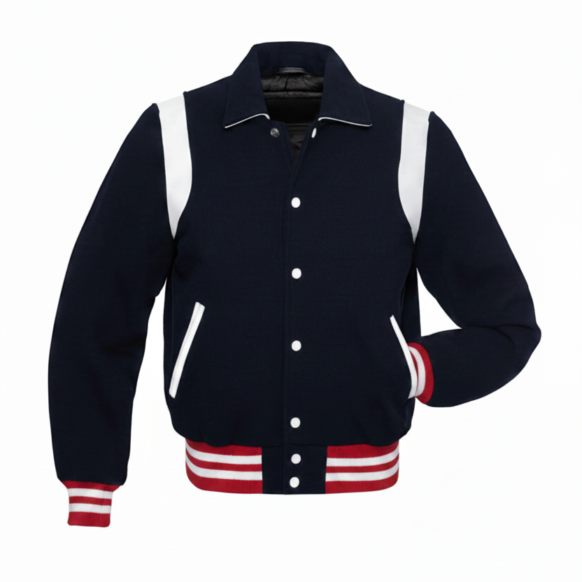 Varsity Jacket – Navy/Red/White – Image 1